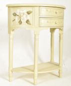 PAINTED CONTEMPORARY CREAM & FLORAL DEMI LUNE HALL TABLE CHEST