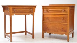 ARTS & CRAFTS - EARLY 20TH CENTURY OAK CHEST OF DRAWERS W/ TABLE