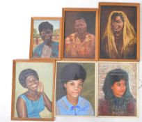 COLLECTION OF OIL ON BOARD PAINTINGS DEPICTING PEOPLE