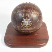 BATTLE OF THE SOMME - WOODEN FOOTBALL CHARGE ORNAMENT DEDICATION