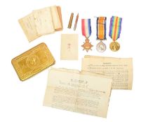 WWI FIRST WORLD WAR MEDAL TRIO & PRINCESS MARY CHRISTMAS TIN