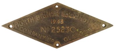 RAILWAYANA - NORTH BRITISH LOCOMOTIVE COMPANY WORKSPLATE