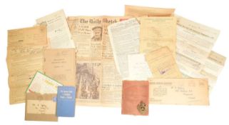 CANADIAN ENGINEERS - SELECTION OF PAPERWORK AND ORIGINAL CAP BADGE