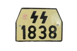 WWII SECOND WORLD WAR GERMAN WAFFEN SS STYLE LICENSE PLATE