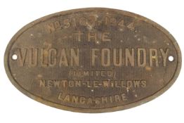 RAILWAYANA - VULCAN FOUNDRY LOCOMOTIVE WORKS PLATE