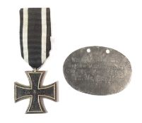WWI FIRST WORLD WAR IMPERIAL GERMAN IRON CROSS & DOG TAG