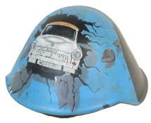 COLD WAR ERA EAST GERMAN M56 HELMET WITH MEMORIAL ARTWORK
