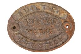 RAILWAYANA - ASHFORD WORKS SE & CR RAILWAY LOCOMOTIVE PLATE