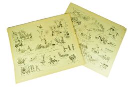 TWO SECOND WORLD WAR PRINTED SATIRE ILLUSTRATIONS