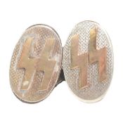 PAIR OF WWII SECOND WORLD WAR GERMAN THIRD REICH SS SILVER CUFF LINKS