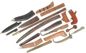 COLLECTION OF ASSORTED ETHNIC DAGGER SHEATHS & HANDLES