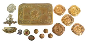 WWI FIRST WORLD WAR PRINCESS MARY TIN & ASSORTED BADGES
