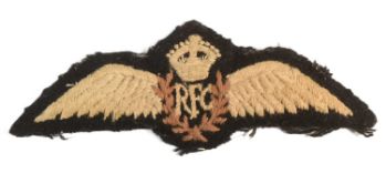 WWI FIRST WORLD WAR BRITISH ROYAL FLYING CORPS PILOT WINGS PATCH
