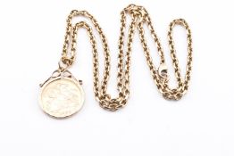 MOUNTED 1900 HALF SOVEREIGN PENDANT NECKLACE