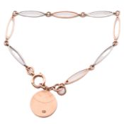 9CT TWO TONE GOLD LINK BRACELET WITH CHARM