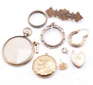 COLLECTION OF GOLD JEWELLERY FRAGMENTS AF & ROLLED GOLD JEWELLERY