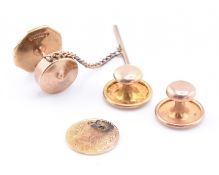 9CT GOLD BUTTON STUDS PIN & COLUMBIA GOLD COIN