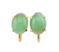 14CT GOLD & JADE CABOCHON EARRINGS