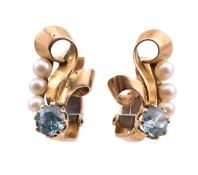 9CT GOLD ZIRCON & PEARL EARRINGS