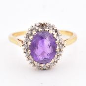 18CT GOLD AMETHYST & DIAMOND CLUSTER RING