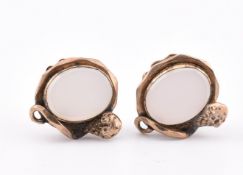 PAIR OF CHALCEDONY SHIRT STUDS WITH SNAKE BORDER