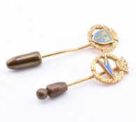 TWO HALLMARKED 9CT BOAC GOLD STICK PINS