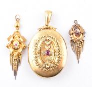 THREE 19TH CENTURY VICTORIAN GEM SET NECKLACE PENDANTS
