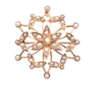 9CT GOLD PEARL STAR BROOCH PIN