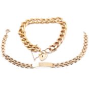 GOLD CHAIN LINK BRACELET & 9CT GOLD NAME PLATE BRACELET