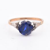 18CT GOLD & BLUE STONE RING