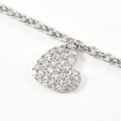 HALLMARKED 9CT WHITE GOLD & CZ HEART CHARM BRACELET