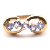 HALLMARKED 9CT GOLD & TANZANITE LINE RING