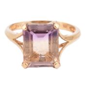 HALLMARKED 9CT GOLD & AMETRINE RING