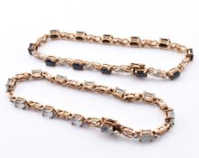 TWO HALLMARKED 9CT GOLD & GEM SET LINE BRACELETS