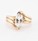 HALLMARKED 9CT GOLD & GREEN AMETHYST CROSSOVER RING