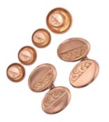 EDWARDIAN HALLMARKED 9CT GOLD CUFFLINKS & BUTTON STUDS