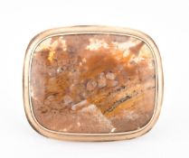 19TH CENTURY GOLD MOUNTED JASPER BROOCH PIN
