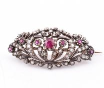 19TH CENTURY RUBY & DIAMOND BROOCH PIN