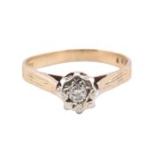 HALLMARKED 9CT GOLD & DIAMOND SOLITAIRE RING