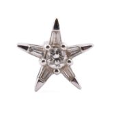 18CT WHITE GOLD & DIAMOND STAR NECKLACE PENDANT