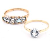 TWO HALLMARKED 9CT GOLD & TOPAZ RINGS