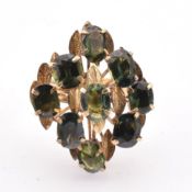14CT GOLD & GREEN STONE LEAF BOMBE RING