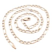 HALLMARKED 9CT GOLD FIGARO CHAIN NECKLACE