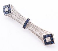 ART DECO 18CT GOLD SAPPHIRE & DIAMOND BROOCH PIN