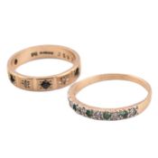 TWO HALLMARKED 9CT GOLD GEM SET RINGS