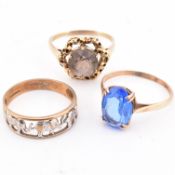 THREE 9CT GOLD & GEM SET RINGS