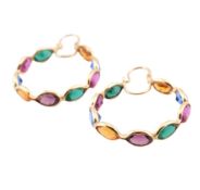 GOLD & MULTICOLOURED PASTE HOOP EARRINGS