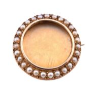 VICTORIAN GOLD & PEARL PORTRAIT LOCKET BROOCH PIN