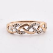 HALLMARKED 9CT GOLD & DIAMOND RING AF
