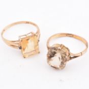TWO HALLMARKED 9CT GOLD & GEM SET RINGS